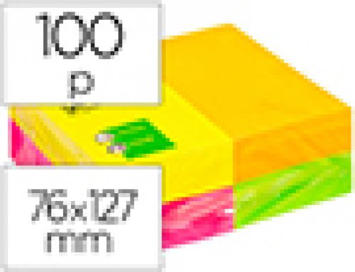 Bloco de notas adesivas q-connect fluorescente 127 x 76 mm com 100 folhas pack de 12 em 4 cores , Q-connect , 28604 , 5706002013509